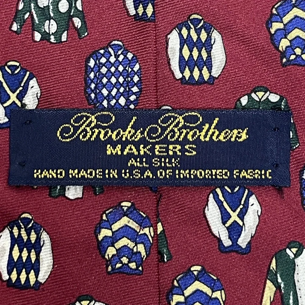 Brooks Brothers Makers‎ Red Green Silk Tie Jacket Print Preppy Old Money USA